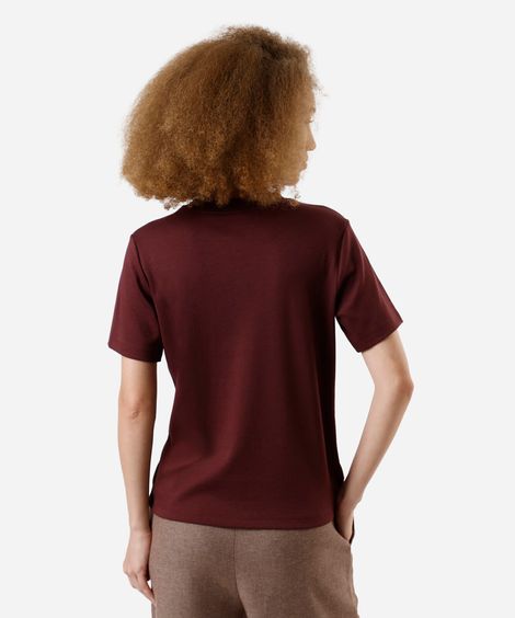 camiseta básica feminina de algodão peruano vinho