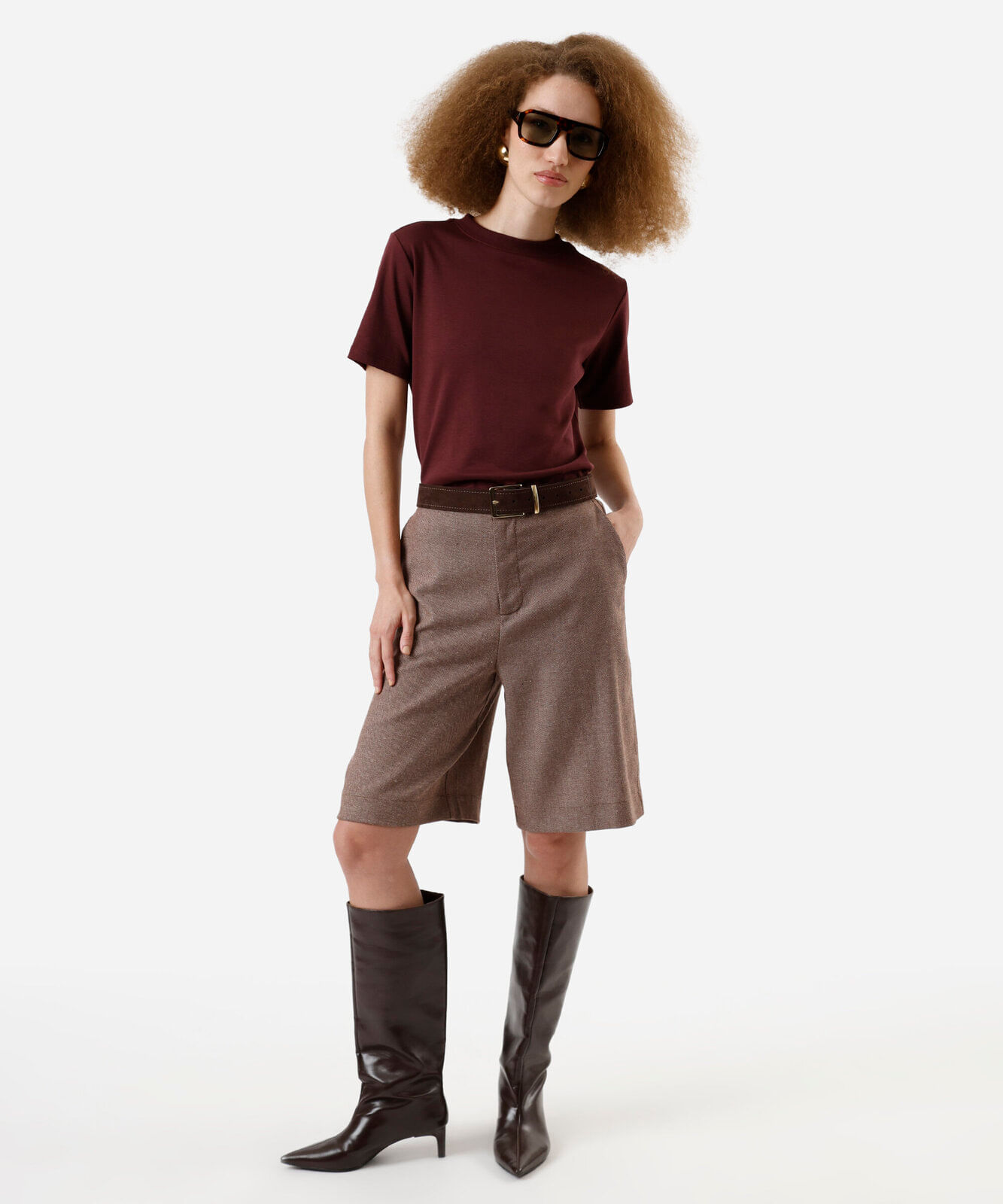 camiseta básica feminina de algodão peruano vinho