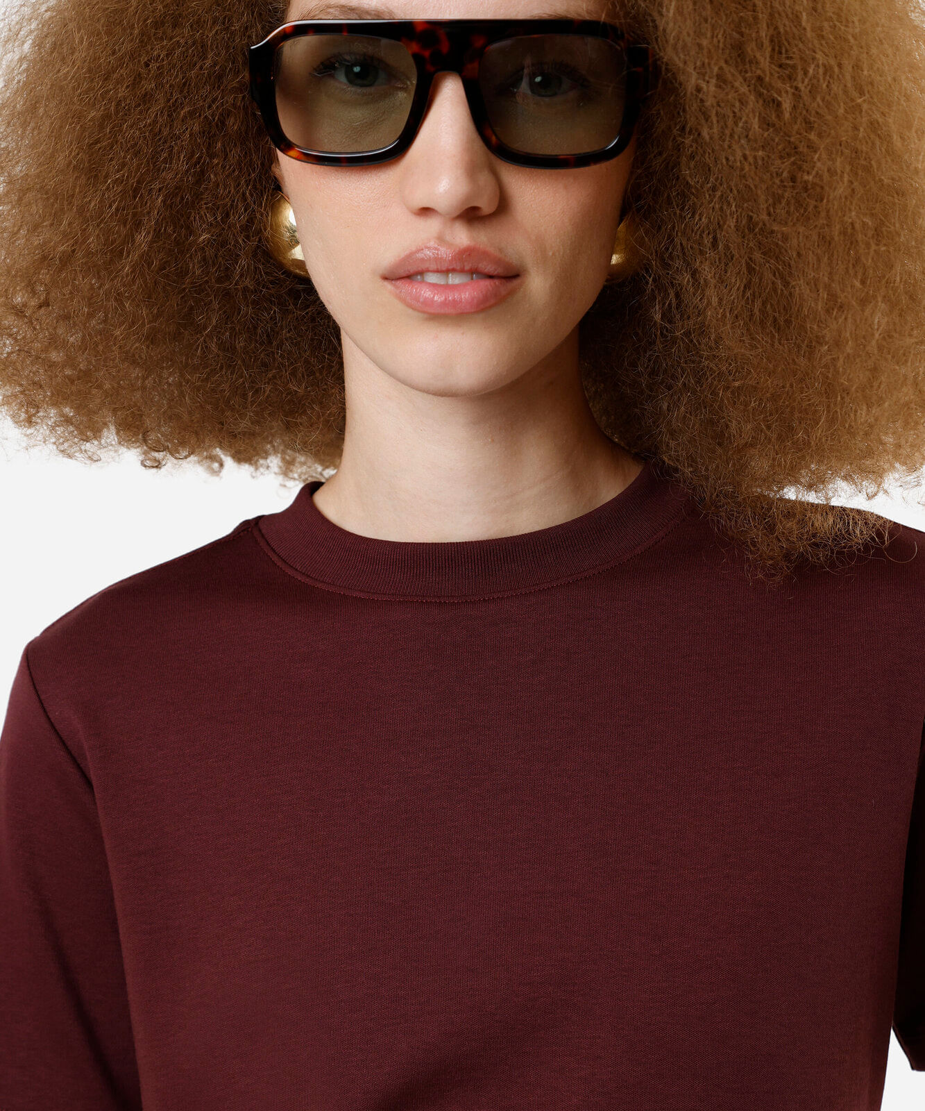 camiseta básica feminina de algodão peruano vinho