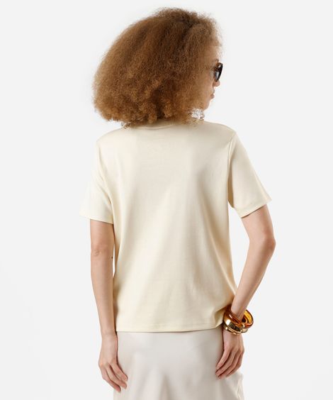 camiseta básica feminina de algodão peruano amarela