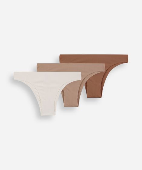 kit de 3 calcinhas biquíni feminino canelada colorido