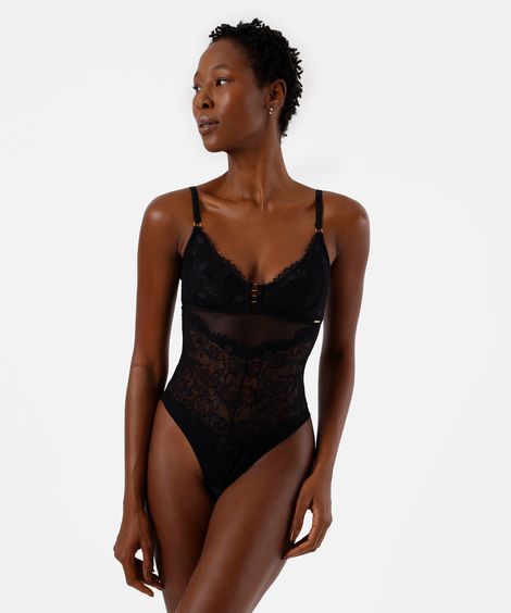 body feminino tule e renda romantic preto