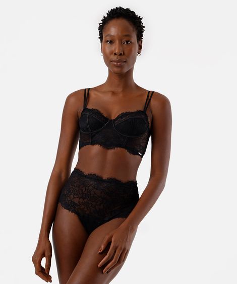 calcinha cintura alta feminina de renda preta