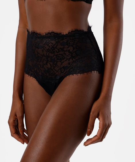 calcinha cintura alta feminina de renda preta