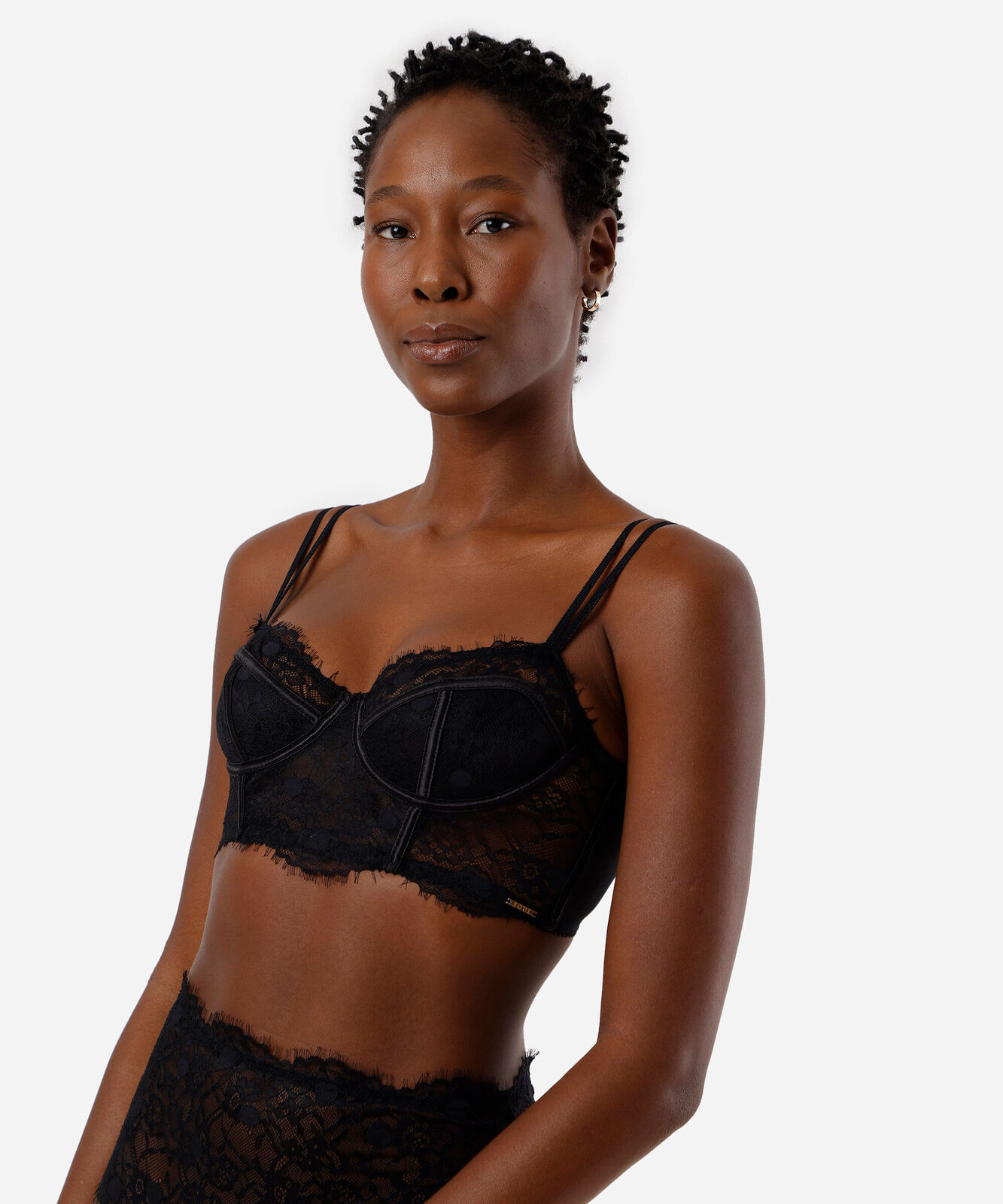 sutiã cropped feminino alças removíveis de renda preto