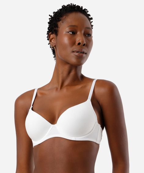 sutiã básico feminino em algodão com bojo off white