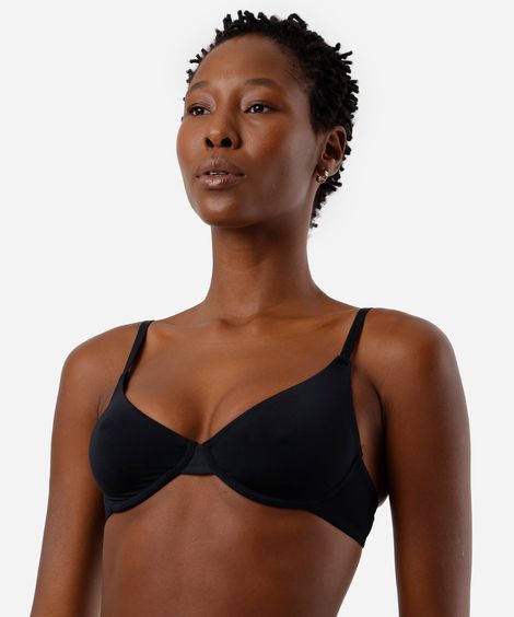 sutiã meia taça em microfibra sem bojo preto