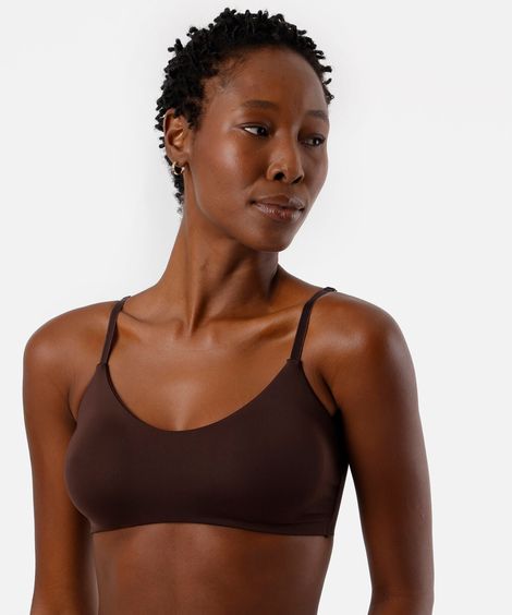 sutiã feminino top de poliamida delrio marrom