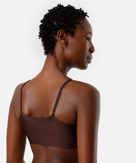 sutiã feminino top de poliamida delrio marrom