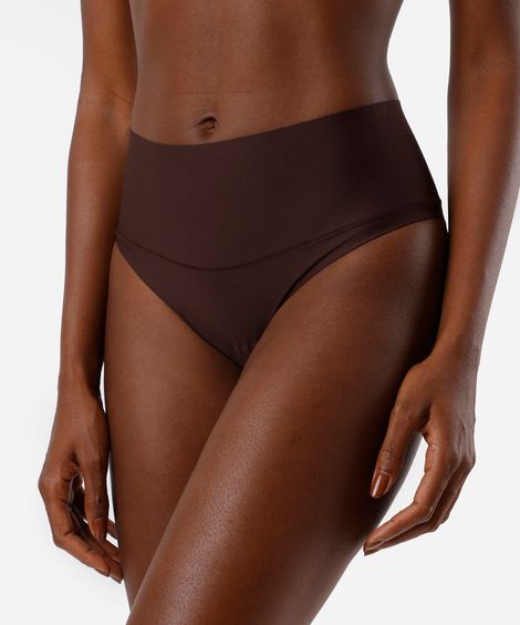 calcinha feminina cintura alta delrio marrom
