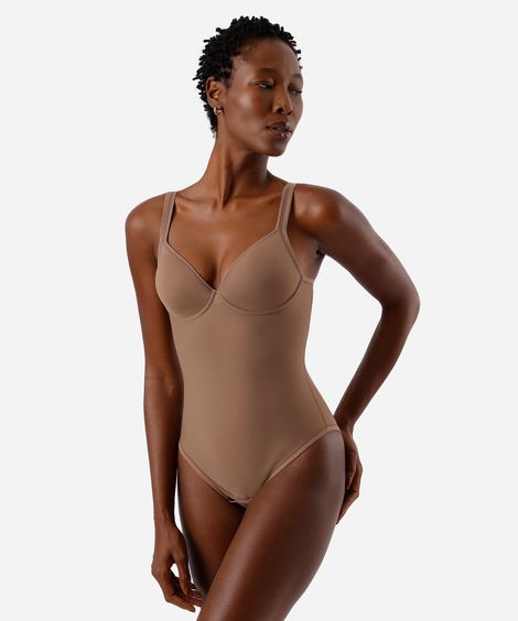 body modelador feminino com bojo delrio marrom