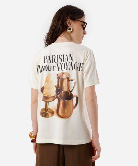 camiseta oversized feminina de algodão estampada amarela