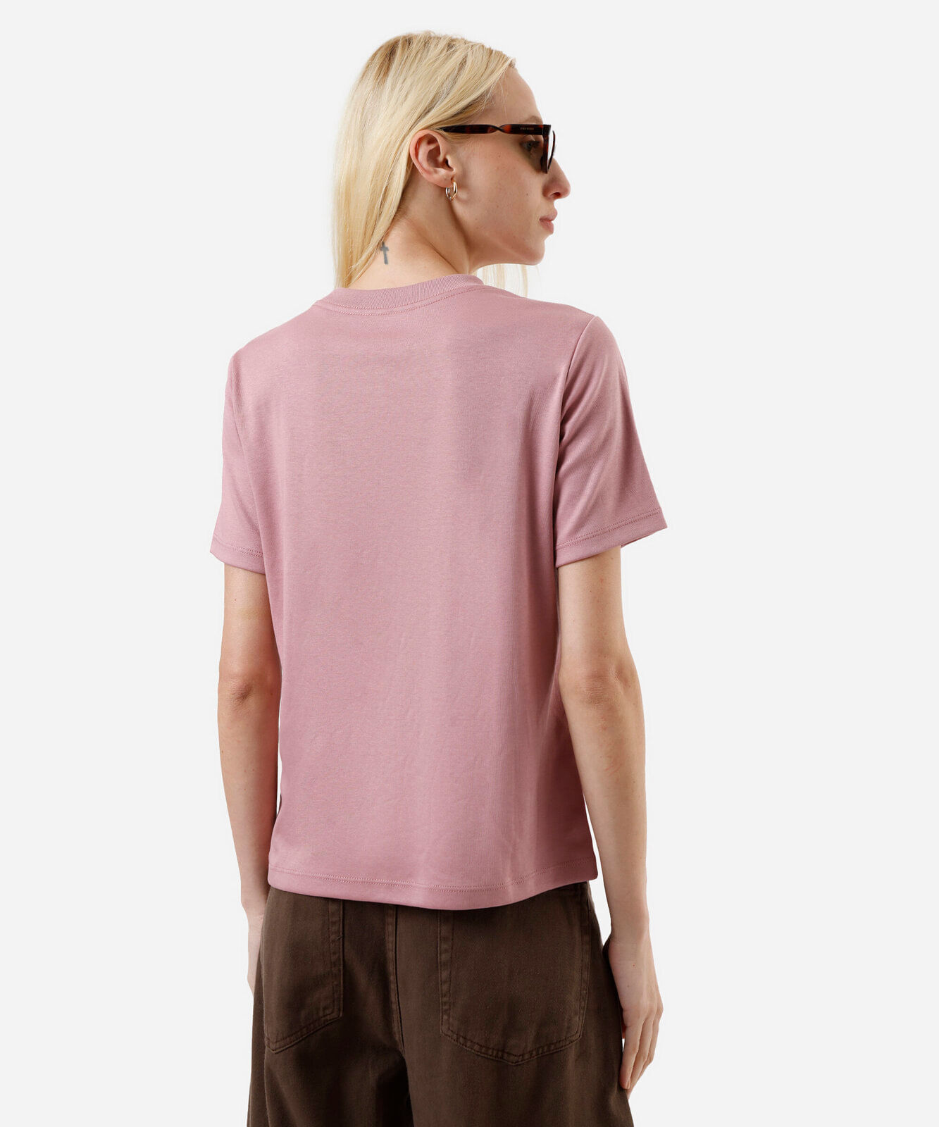 camiseta básica feminina de algodão peruano bege