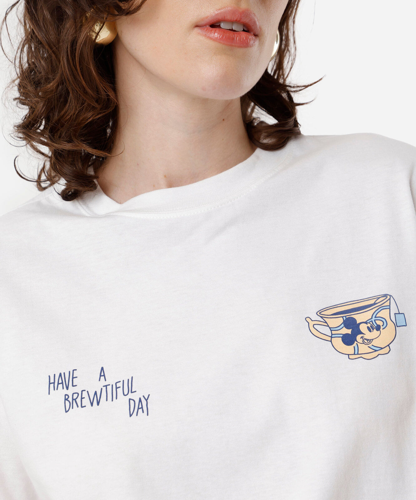 camiseta feminina de algodão turma do mickey off white
