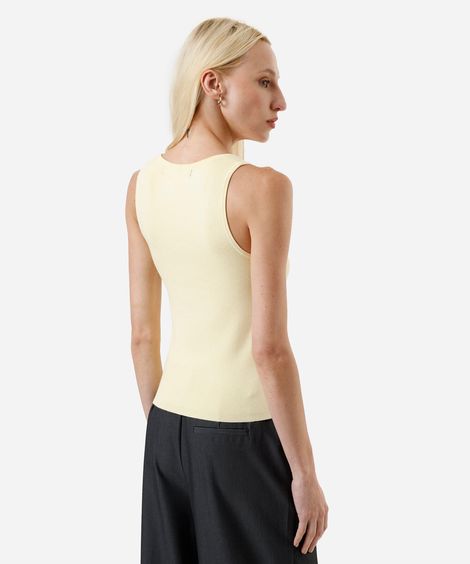 regata de tricot feminina texturizada amarela