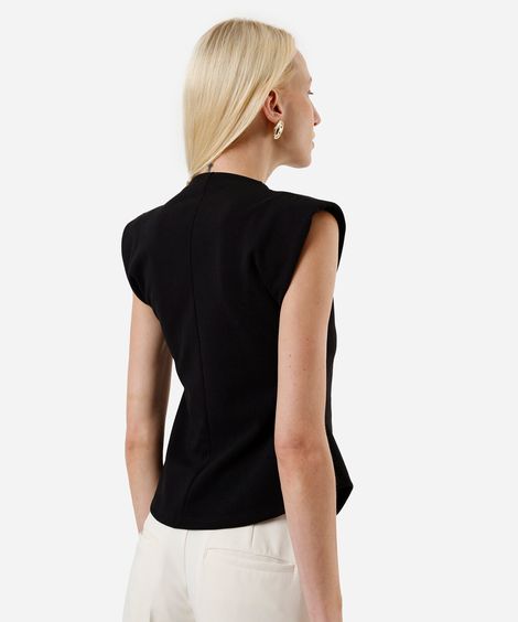 blusa peplum feminina com ombreiras preta
