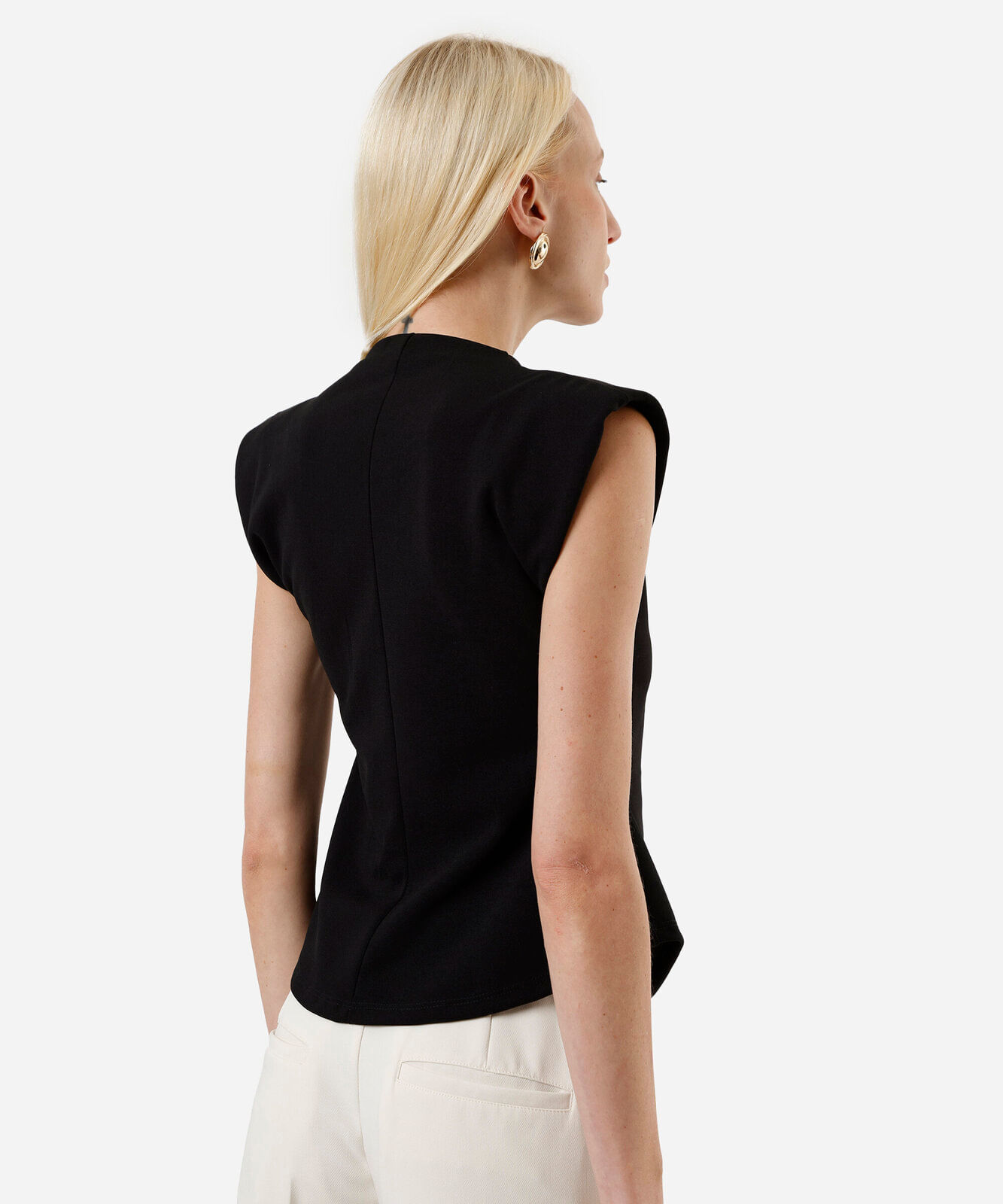 blusa peplum feminina com ombreiras preta