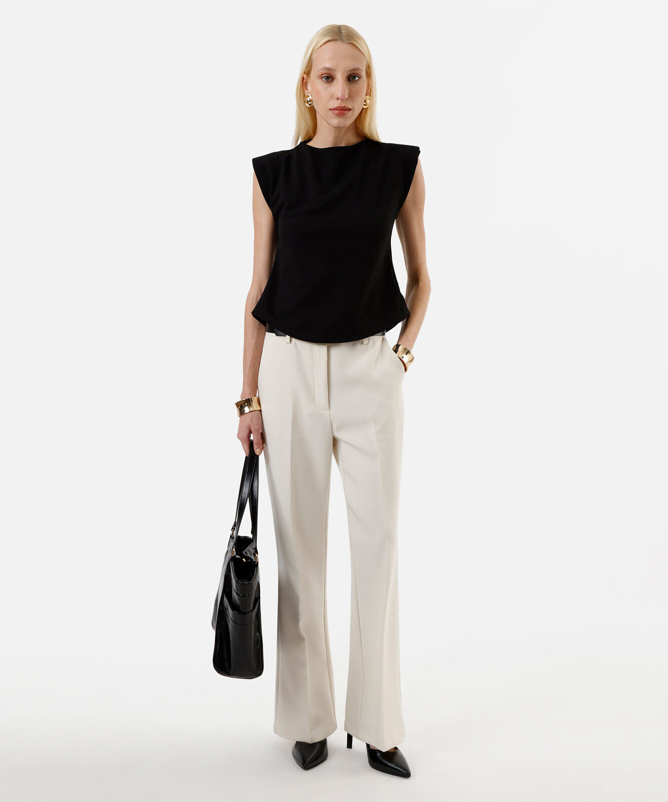 blusa peplum feminina com ombreiras preta