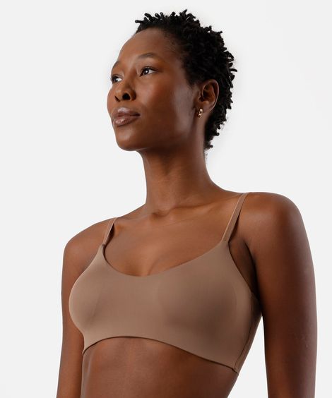 sutiã feminino top de poliamida delrio bege