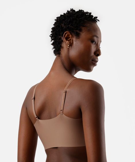 sutiã feminino top de poliamida delrio bege