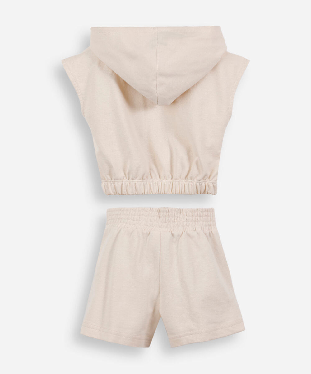 conjunto infantil de algodão com capuz esportivo bege