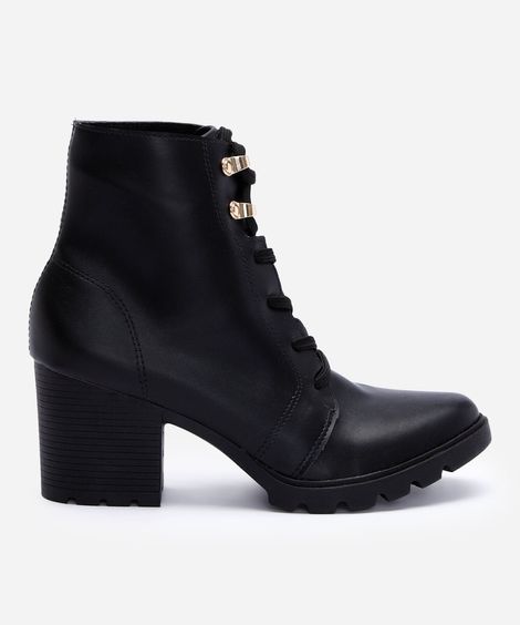 coturno feminino com salto grosso via uno preto