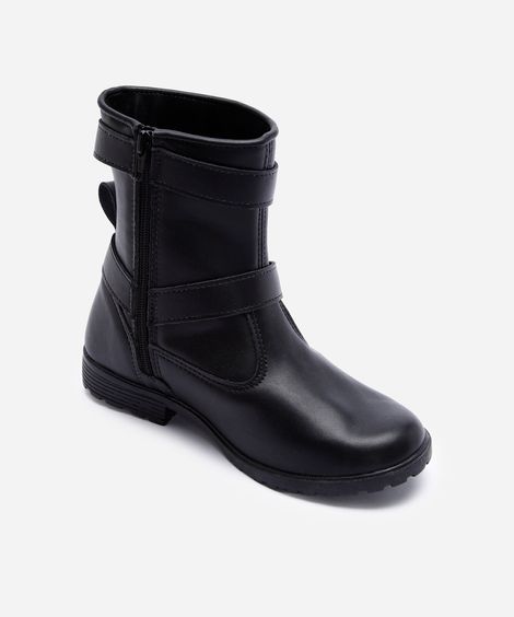 bota infantil com fivela de coração - preto