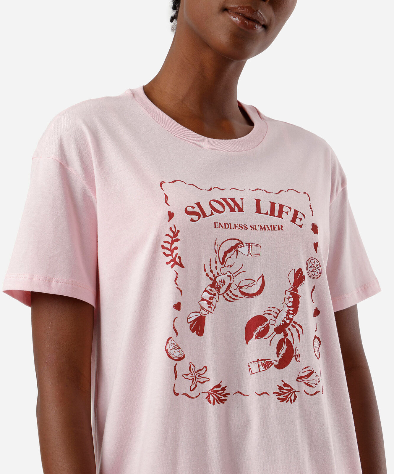 camisetão de pijama feminino lagosta rosa