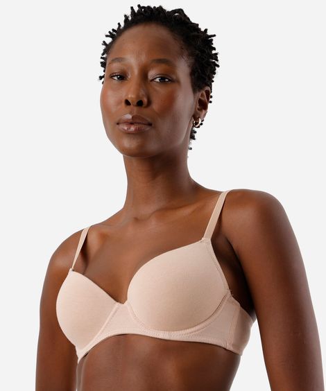 sutiã básico feminino em algodão com bojo bege