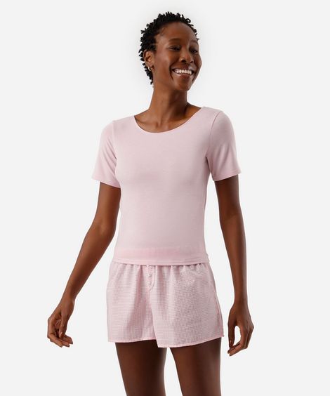 short de pijama boxer listrado rosa