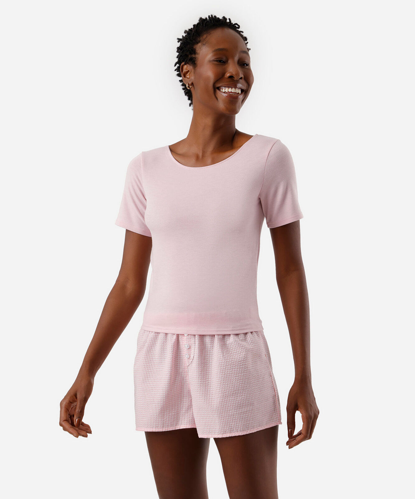 short de pijama boxer listrado rosa