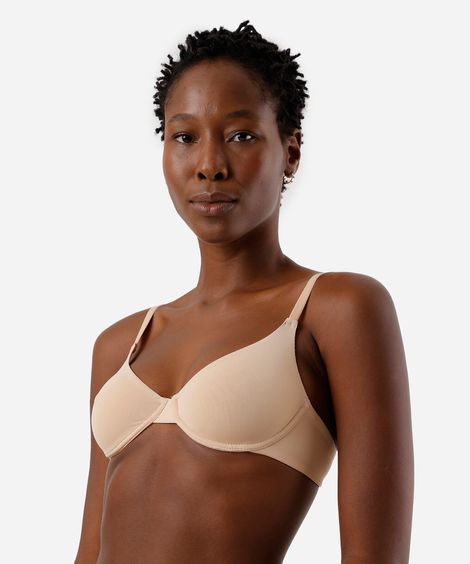 sutiã meia taça em microfibra sem bojo bege