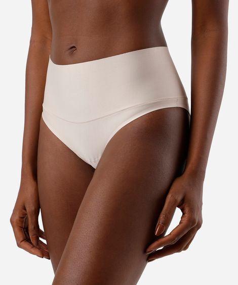 calcinha feminina cintura alta delrio bege