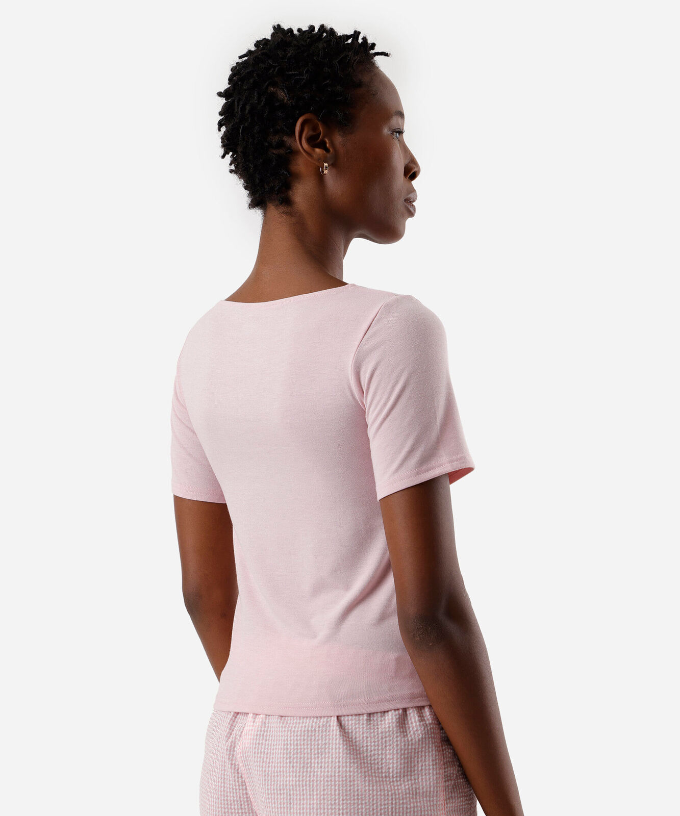 blusa de pijama feminino manga curta com viscose rosa
