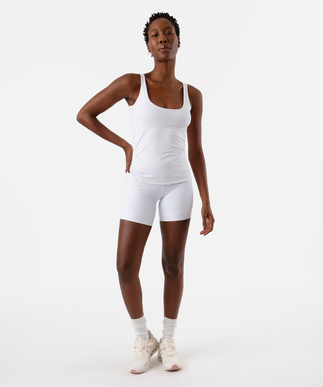 regata feminina ajustada em poliamida duplaface ace branca