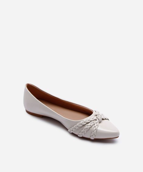 sapatilha bico fino trançada off white