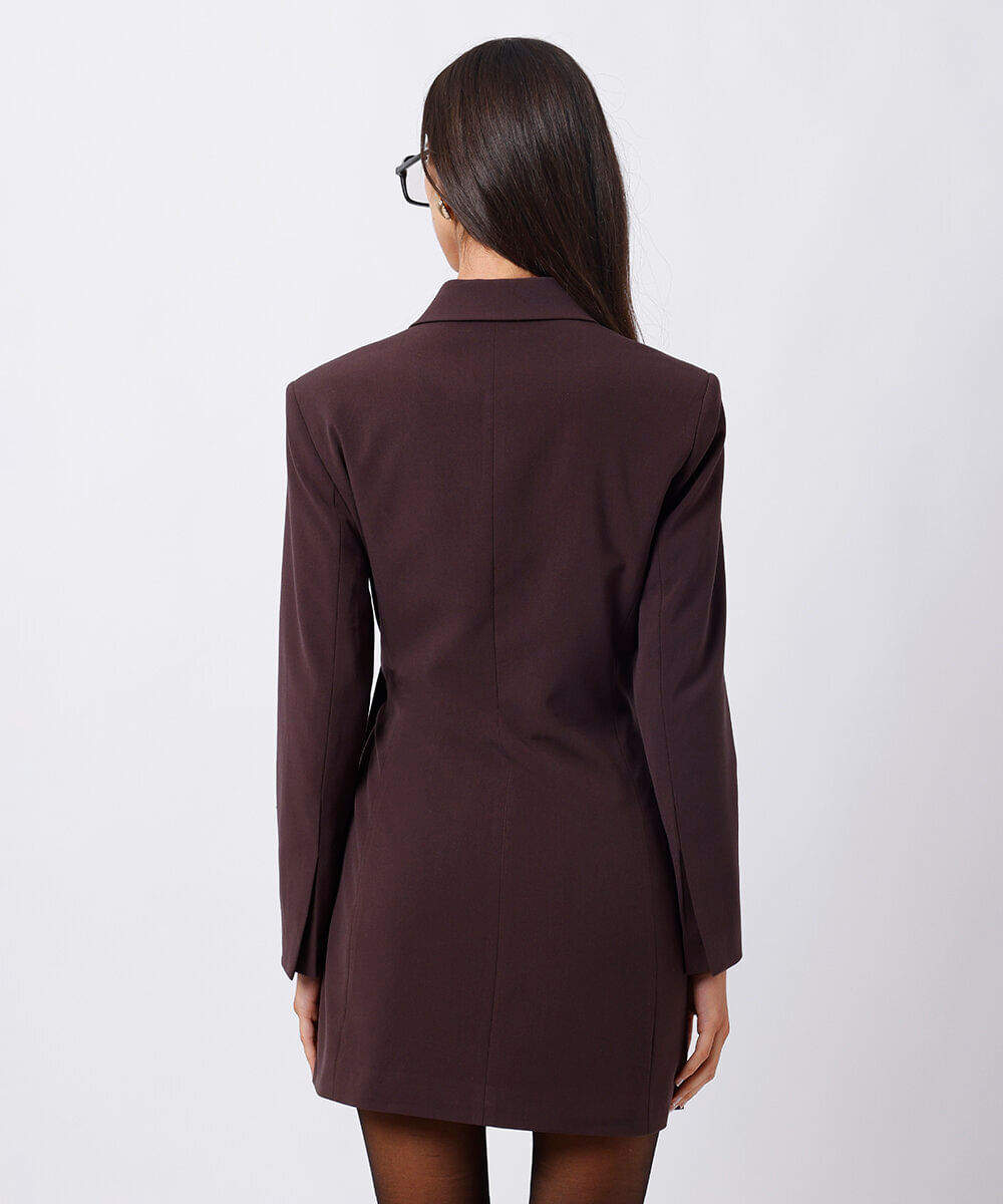vestido blazer de alfaiataria feminino mindset marrom