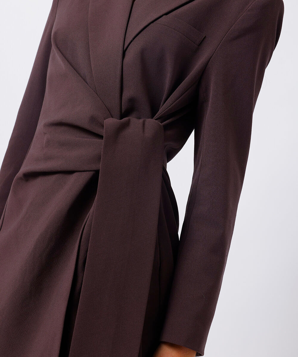 vestido blazer de alfaiataria feminino mindset marrom