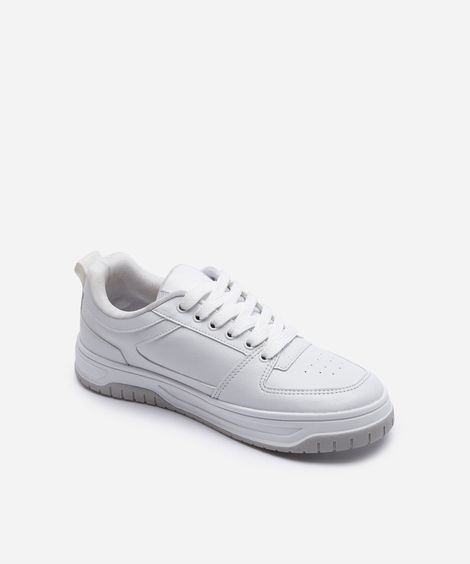 tênis casual com recortes branco