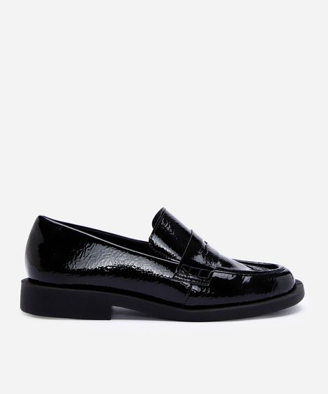 mocassim envernizado preto