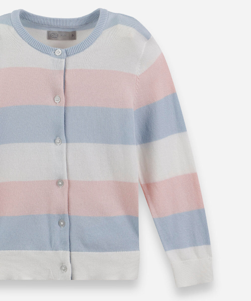 cardigan infantil de tricot listrado colorido