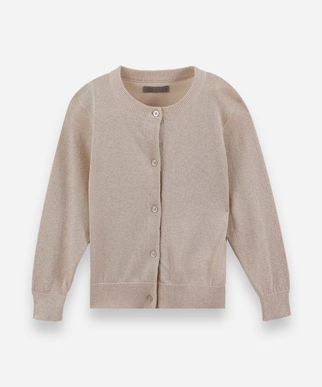 cardigan infantil com lurex dourado