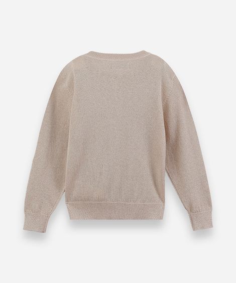cardigan infantil com lurex dourado