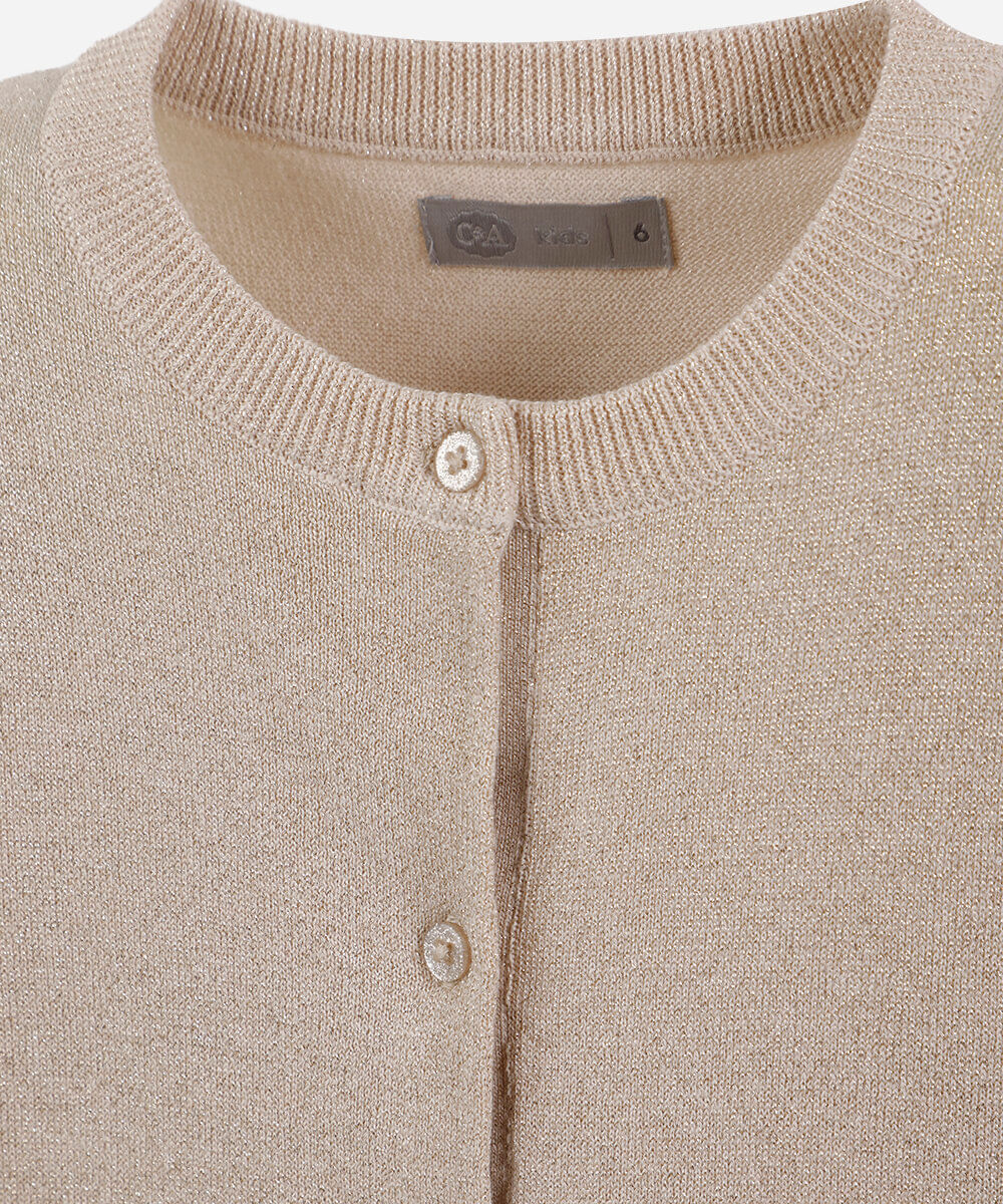 cardigan infantil com lurex dourado