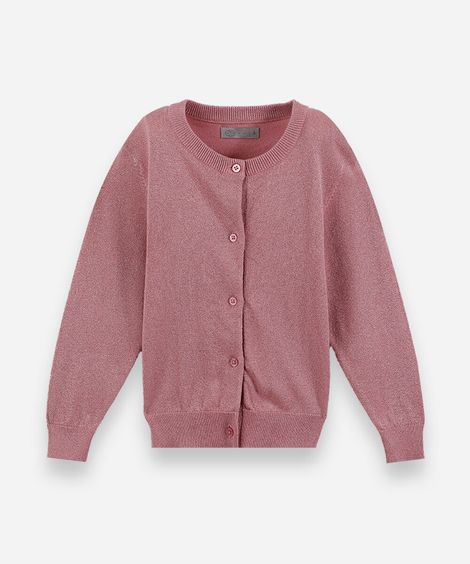 cardigan infantil com lurex rosa