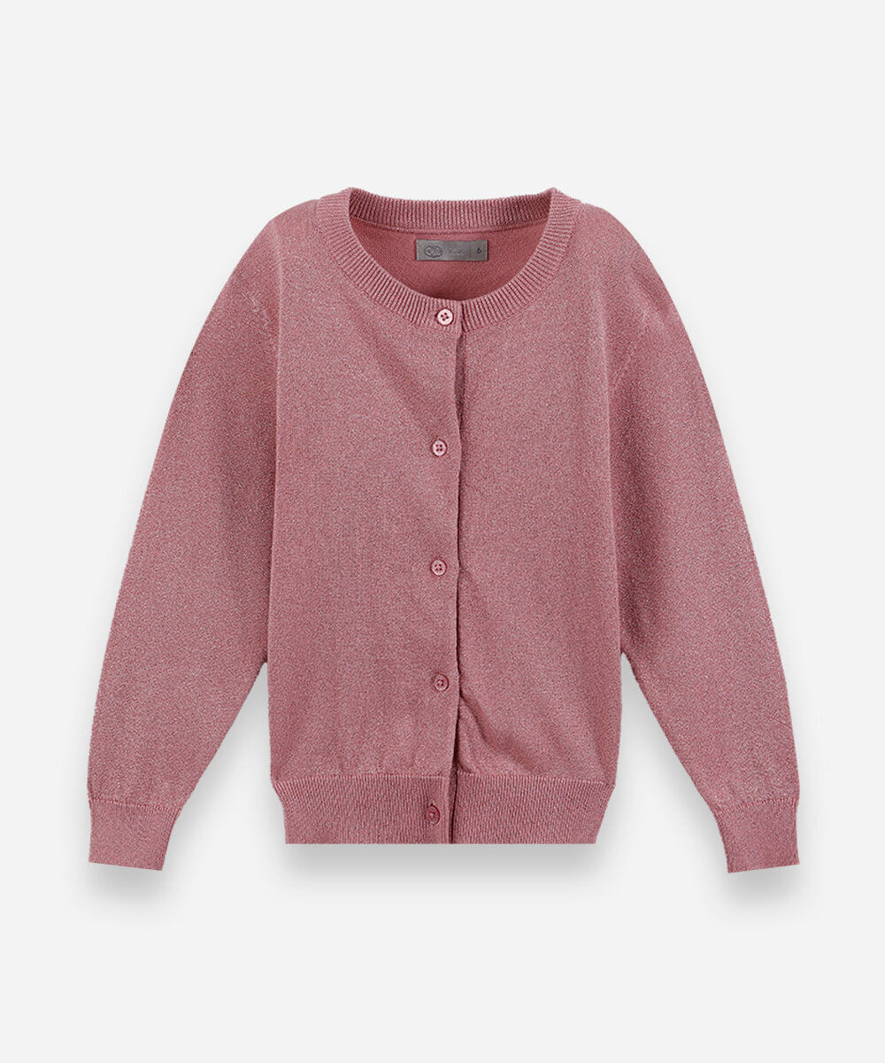 cardigan infantil com lurex rosa
