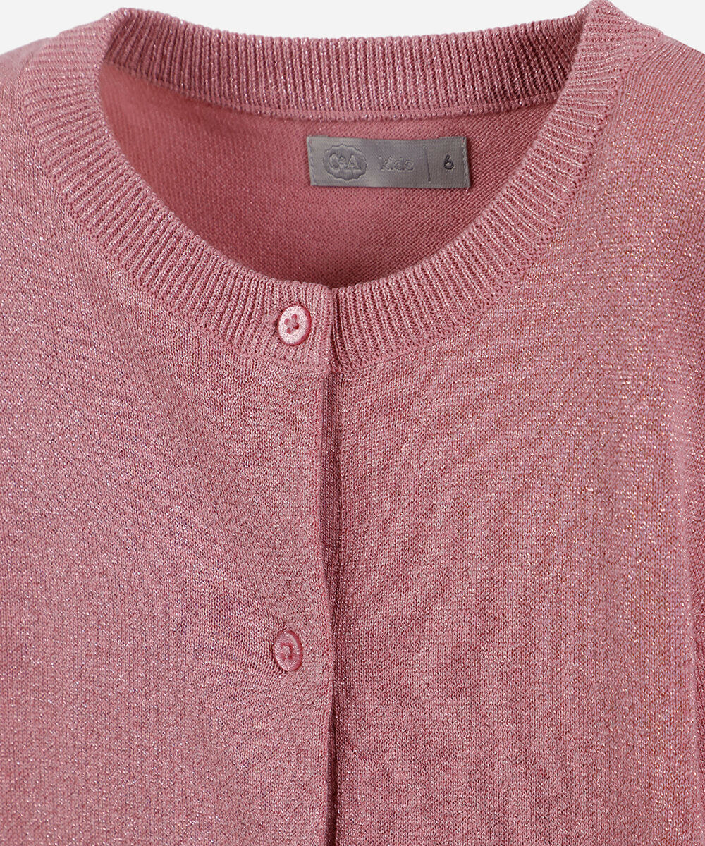 cardigan infantil com lurex rosa