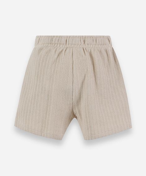 short infantil malha texturizada bege