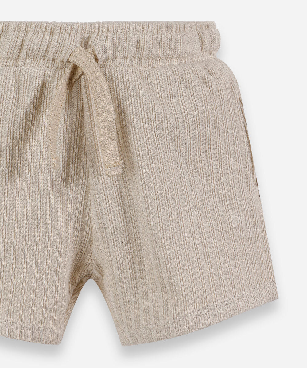 short infantil malha texturizada bege