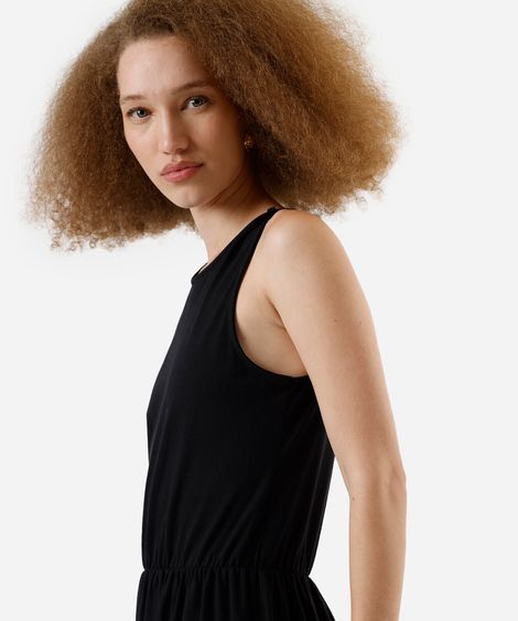 vestido midi feminino de algodão básico preto